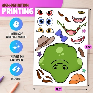 Set of 6 DIY cartoon monster stickers with colorful eyes and mouths for holiday gifts