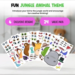 24-pack jungle animal stickers for kids DIY crafts featuring lions and giraffes
