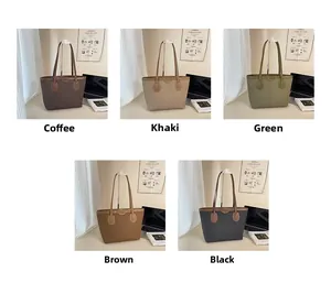 Detail of minimalist tote bags in five vintage colors with fine lychee texture finish