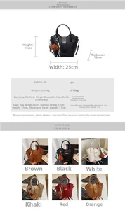 Detailed size chart and specifications for the versatile PU leather bucket handbag