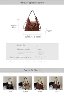 Detailed dimension chart showing size 31x23x9cm for this casual large tote bag