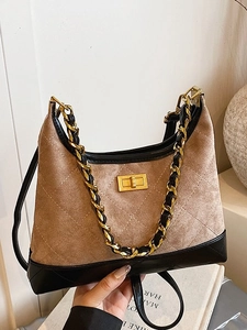 Borsa a tracolla retrò trapuntata a rombi con catena dorata per donna moda