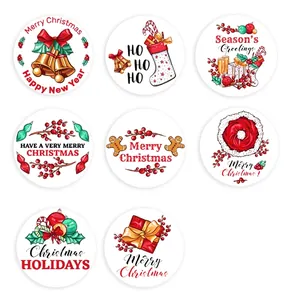 500pcs/roll Christmas Merry Christmas stickers with holiday designs and 2.5cm diameter
