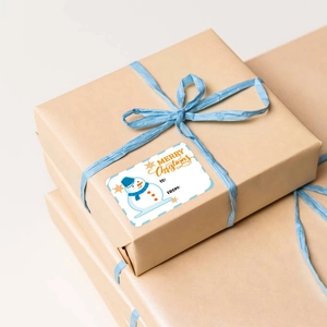 250 Christmas gift stickers roll with snowman design and Merry Christmas greeting tags