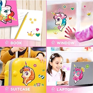 Set d'autocollants licorne pour décorer ordinateurs portables, valises et fenêtres