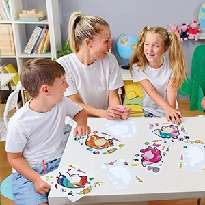 Tatouages temporaires et autocollants licorne pour fêtes d'enfants avec motifs arc-en-ciel