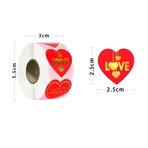 500pcs Heart Valentine's Day Stickers Roll with 8 Patterns for Gift Decorating