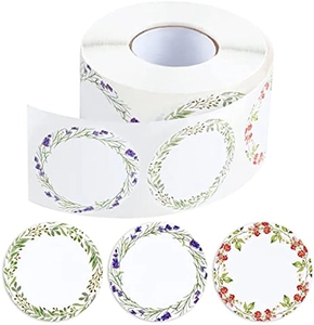 Détail de 500 autocollants ronds en kraft à motif floral pour sceller les cadeaux