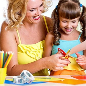 Holographic lottery stickers used in a creative mother-daughter DIY handicraft scene