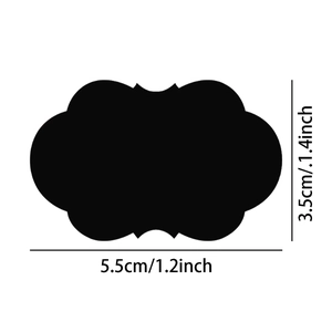 Waterproof cloud shape chalkboard stickers labels measuring 5.5 x 3.5 cm on white background