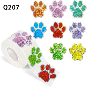 Autocollants Empreinte de Patte Holographiques Pailletés Auto-adhésifs Décalcomanies de Patte de Chien Chat pour Emballage Cadeau Scrapbooking Décoration DIY