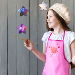 Close-up of star nebula stickers on wall featuring galaxy textures for home decor