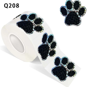 Rouleau d'autocollants holographiques pattes de chien avec paillettes effet arc-en-ciel
