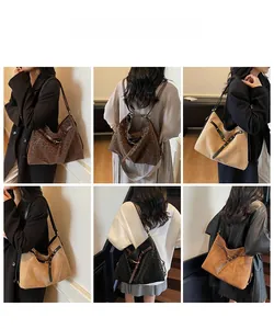 Detailed views of vintage large capacity tote bags showing shoulder and backpack carry styles