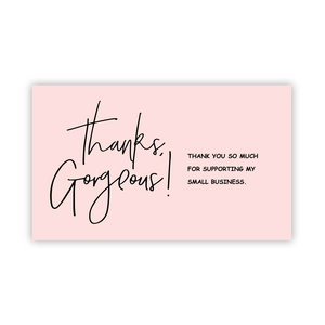 Blush pink thank you for your purchase business cards for ecommerce packaging