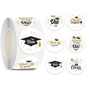 Autocollants de Remise des Diplômes Ronds Étiquettes Congrats Grad pour Faveurs de Fête Boîtes Cadeaux Enveloppes Décoration Scellage