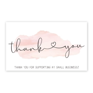 50-pack watercolor pink thank you for supporting my small business stickers labels