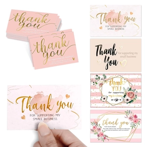 Business Thank You Cards For Supporting My Small Business Coated Paper Floral Geometric Heart Greeting Label Cards