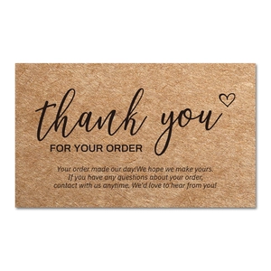 50pcs Brown Kraft Thank You for Your Order Cards with Elegant Script and Heart Detail