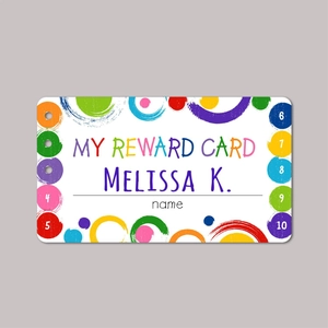 50 pack of colorful behavioral reward cards for students with 1-10 progress tracking circles