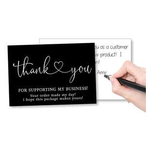 50 Pack of black and white business thank you cards with matte finish for order packaging
