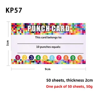 Detailed view of 50 loyalty cards with dimensions 9x5cm for business and classroom use