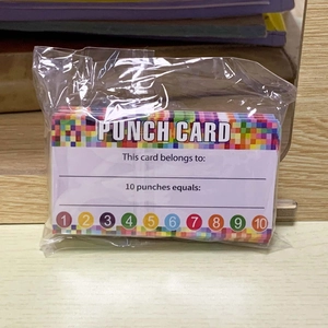 Detailed view of pixel style 10-punch loyalty reward cards for students and classrooms