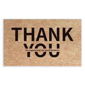 Macro view of kraft paper thank you card for supporting my small business stickers