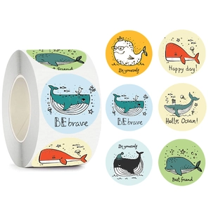 Rotolo di adesivi a balena con testo "Be Brave" per decorazione di giocattoli per bambini