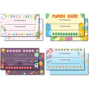 Coated Paper Kids Reward Punch Cards For Classroom School Teachers Students Behavior Incentive Cards Cartoon Design