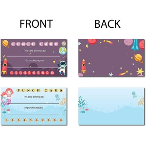 50pcs student loyalty reward punch cards with space and mermaid themes for kids