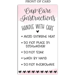 50-pack watercolor cup care instruction cards for glassware maintenance guidance