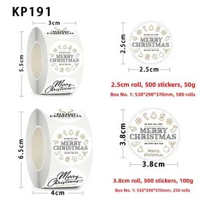 Guide de dimensions détaillé pour étiquettes cadeaux de Noël en tailles 2,5 cm et 3,8 cm
