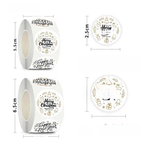 Comparaison détaillée des autocollants de Noël de 2,5 cm et 3,8 cm avec motifs festifs