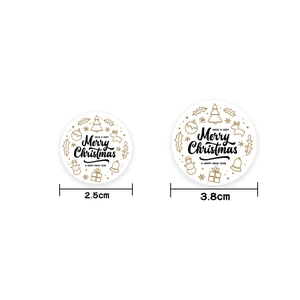 Autocollants de Noël ronds or et noir en tailles de 2,5 cm et 3,8 cm de diamètre