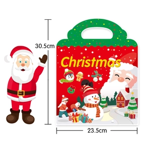 Christmas gift bag with cartoon Santa design and dimensions 30.5x23.5cm for holiday parties