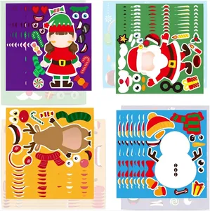 Lot de 32 autocollants de Noël DIY pour enfants avec Père Noël Renne et Bonhomme de neige