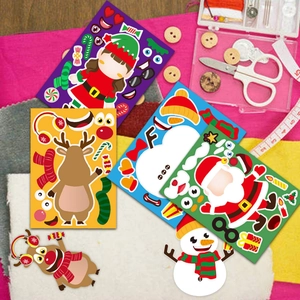 Set d'autocollants de Noël DIY avec Père Noël et renne pour activités enfants