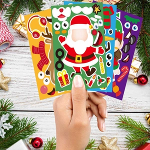 Set de stickers de Noël DIY avec Père Noël et renne pour jeux de fête enfant