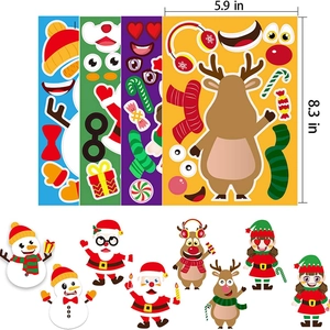 Kit d'autocollants de Noël DIY pour enfants avec Père Noël, Renne et Bonhomme de neige