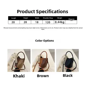 Spécifications de taille pour le sac seau vintage en cuir PU en trois couleurs