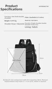 Black soft leather backpack dimensions 31x30x13cm shown with A4 paper for size comparison