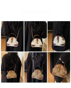 Multi-angle views of printed monogram doctor bags on model showing various carrying styles