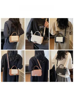 Collage de sacs à bandoulière tissés chics montrant divers styles de porté et couleurs