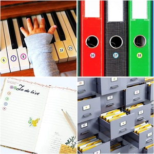 Colorful numbered label stickers for office folders, piano keys and file organization