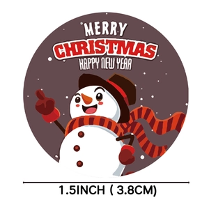 Autocollants de Noël bonhomme de neige, étiquettes Merry Christmas, papier kraft de 1,5 pouce
