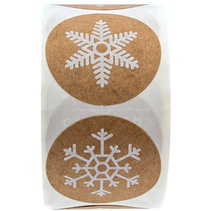 Rouleau d'autocollants de Noël en papier kraft avec flocons de neige pour emballages