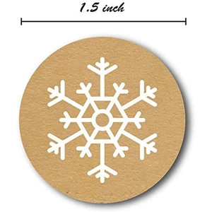 Autocollants de Noël ronds en papier kraft de 1,5 pouce avec flocon de neige pour cadeaux