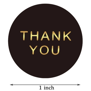 500pcs black and gold foil Thank You stickers 1 inch round labels for packaging