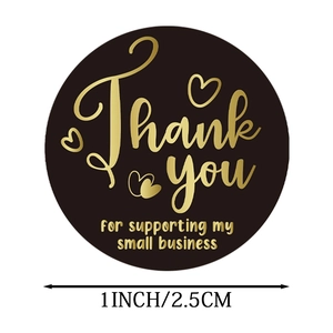 1-inch black and gold Thank You For Supporting My Small Business stickers for packaging